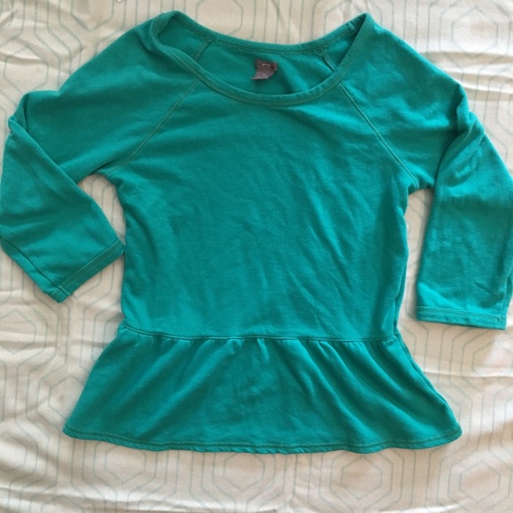🔵 aerie teal 3/4 sleeve peplum top M - Picture 3 of 5