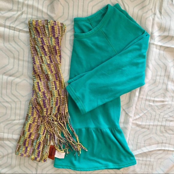 🔵 aerie teal 3/4 sleeve peplum top M - Picture 4 of 5