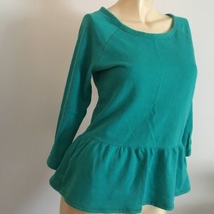 🔵 aerie teal 3/4 sleeve peplum top M