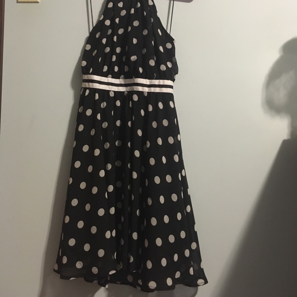 Black with white polka dot halter dress