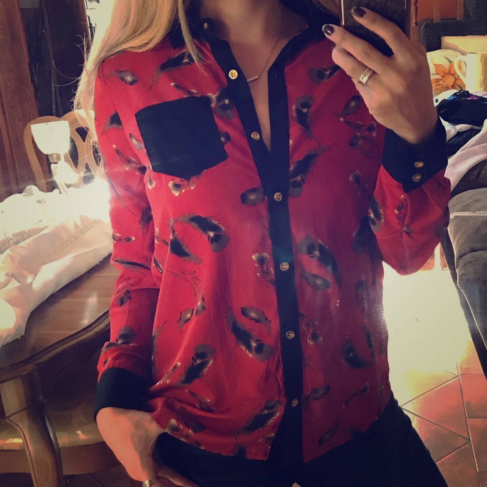 New Boho career casual Button Up Blouse S