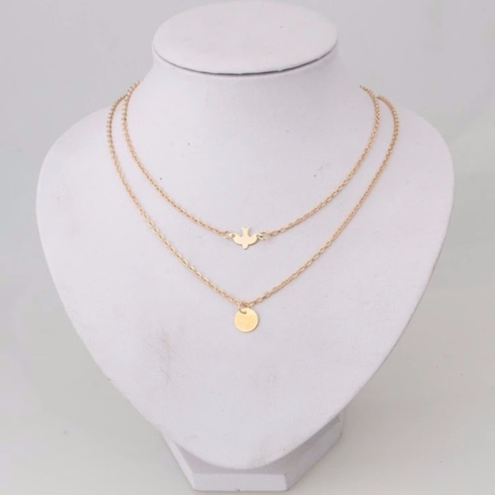 5 for $25 Gold Color Bird and Medallion Necklace - Picture 4 of 4