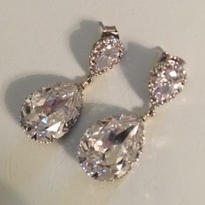 Swarovski Crystal Tear Drop Dangle Earrings