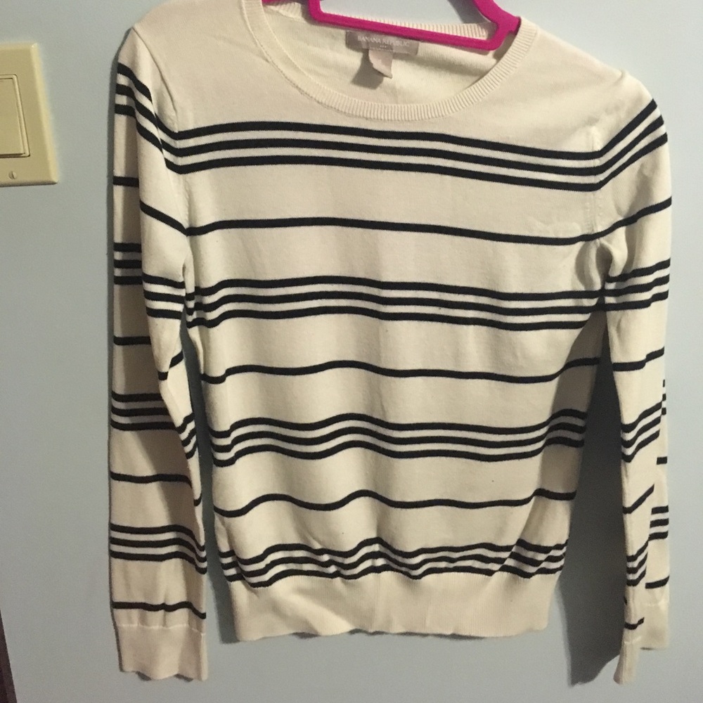 Banana Republic cream and black striped sweater