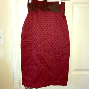 Red with black polka dot high waisted skirt