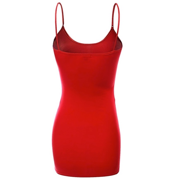 Basic Red Long Length Cami - Picture 2 of 2