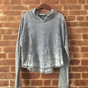 Blue grey distressed sweatshirt hoodie