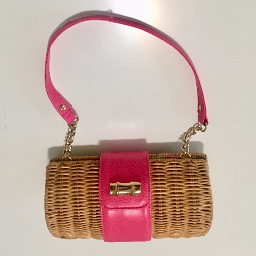 Lilly Pulitzer Convertible Wicker Clutch in Pink