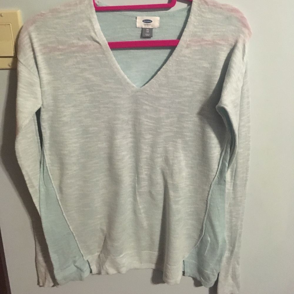 Two-toned v-neck sweater