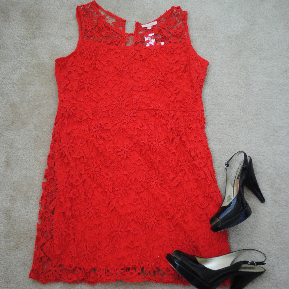 Red lace dress