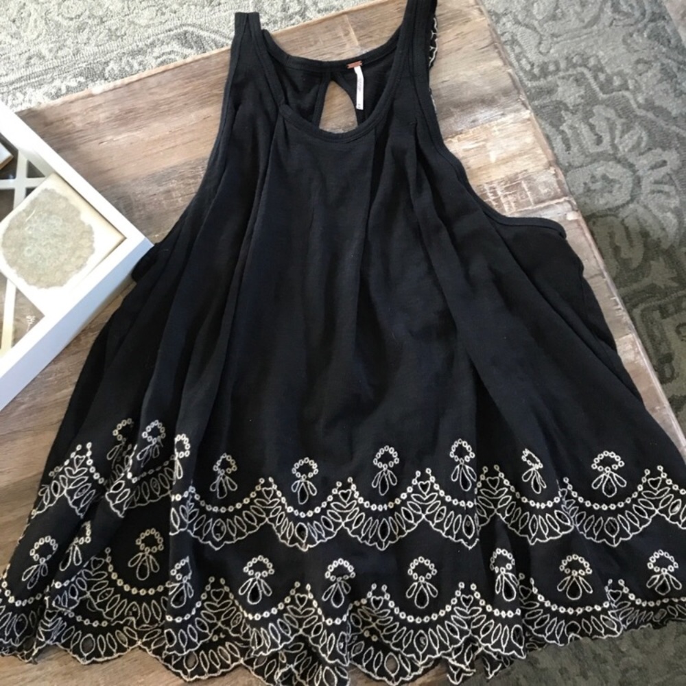 Free people embroidered open back tank