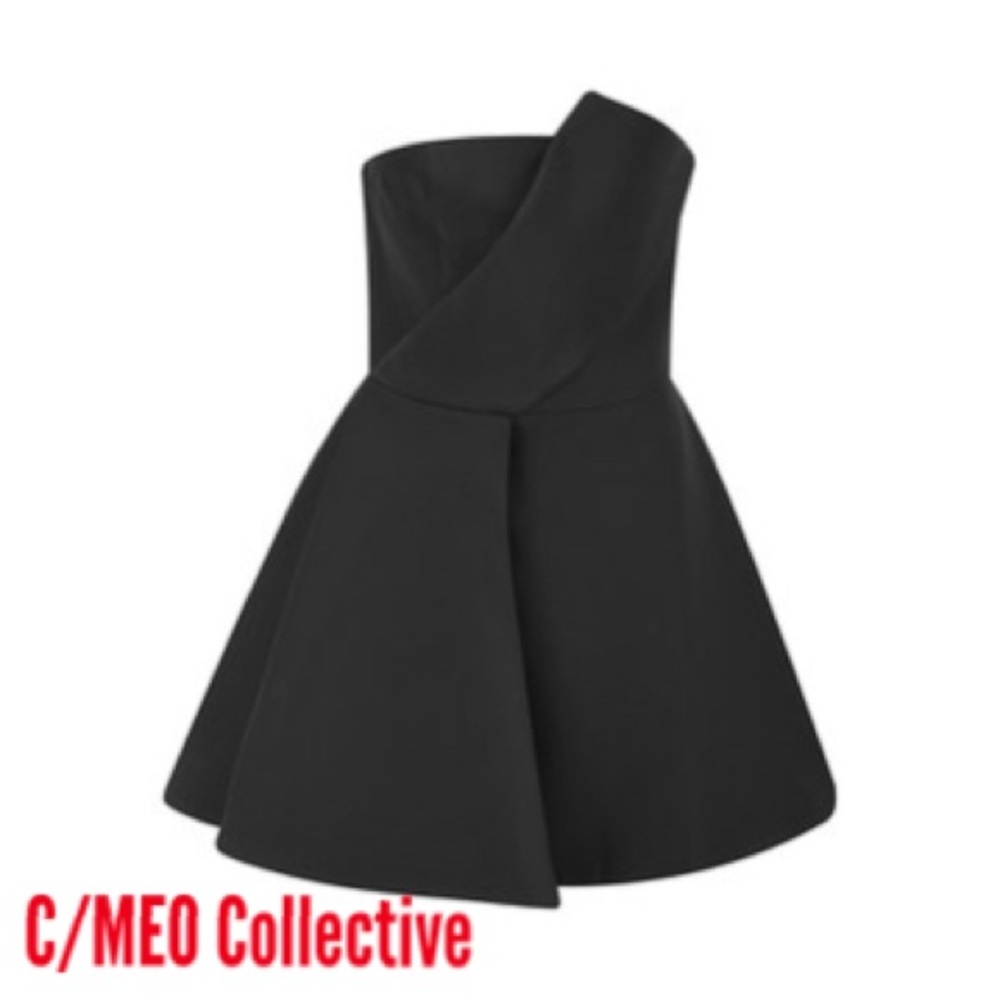 C/MEO COLLECTIVE Black strapless mini dress