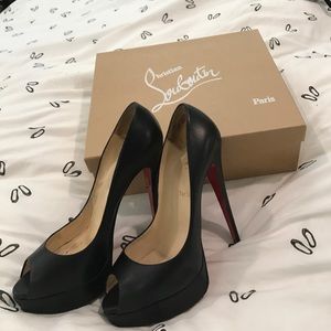 Christian Louboutin Lady Peep 150 Calf Black Heels