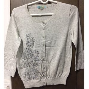 Boden gray embroidered cardigan