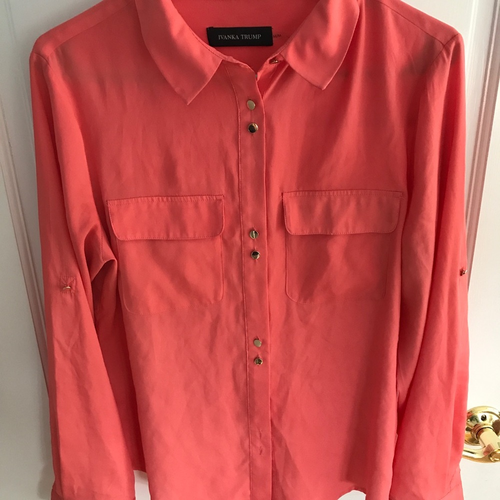 Ivanka Trump salmon colored blouse