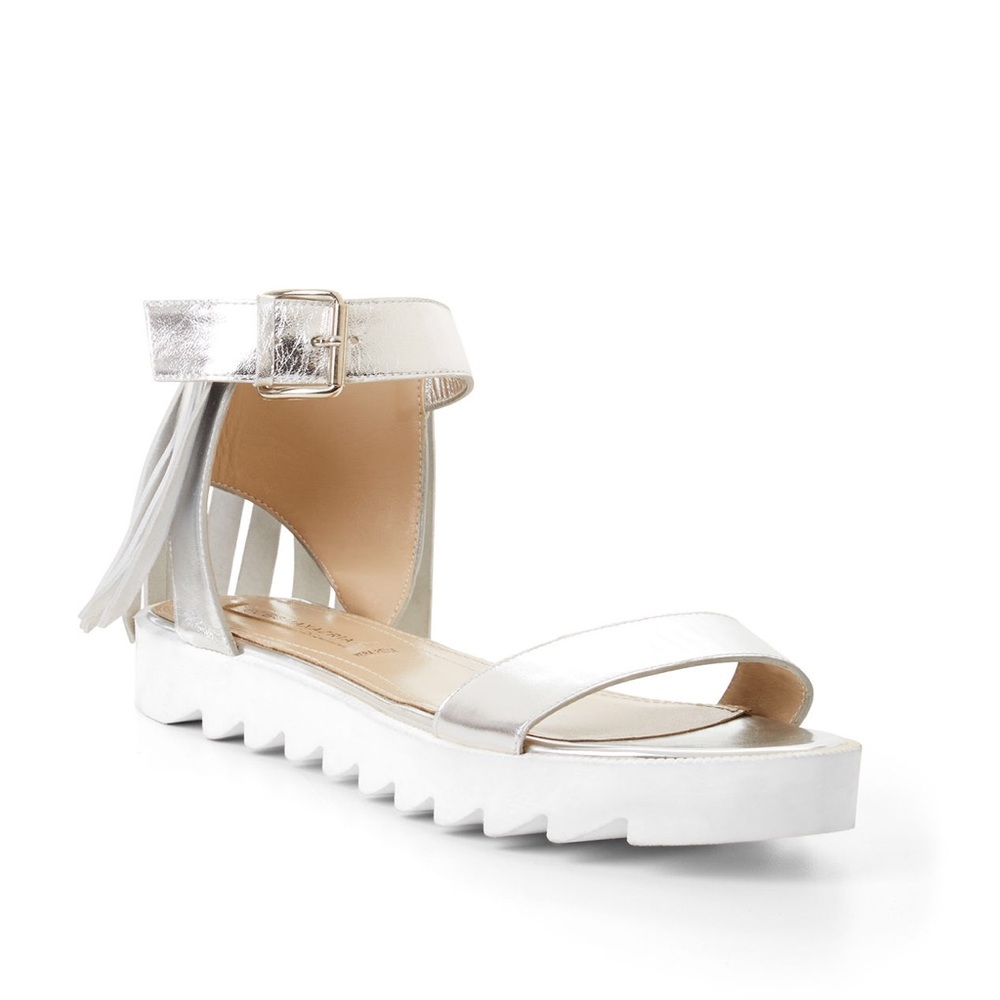 BCBG Keran Silver Fringe Sandal