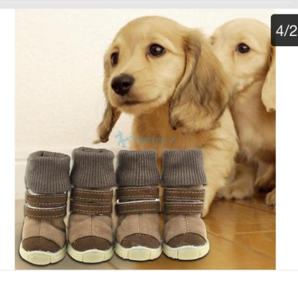 BROWN/TAN MED & XL PUPPY ANTISLIP WATERPROOF BOOTS