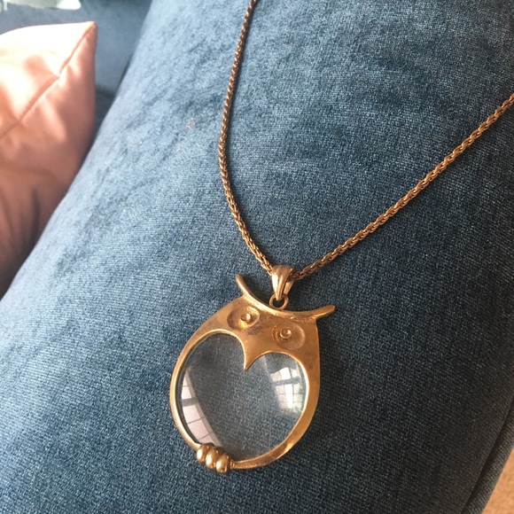 🌼🔎💛Trendy Owl Spyglass Gold Necklace💛🔍 - Picture 4 of 8