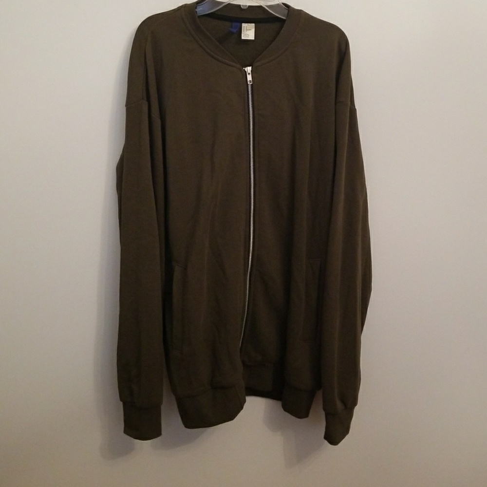 H&M zip up sweater Men  olive green