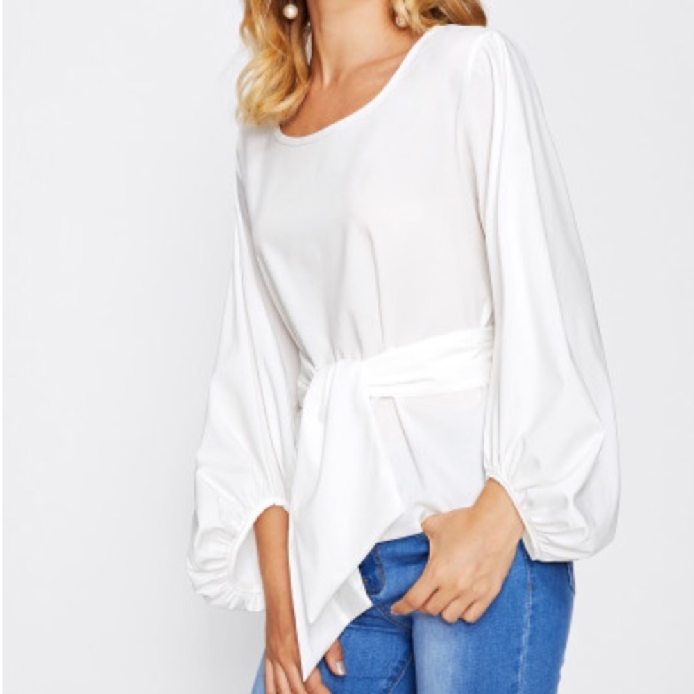 NWT lantern sleeve tie-front blouse - Picture 3 of 4