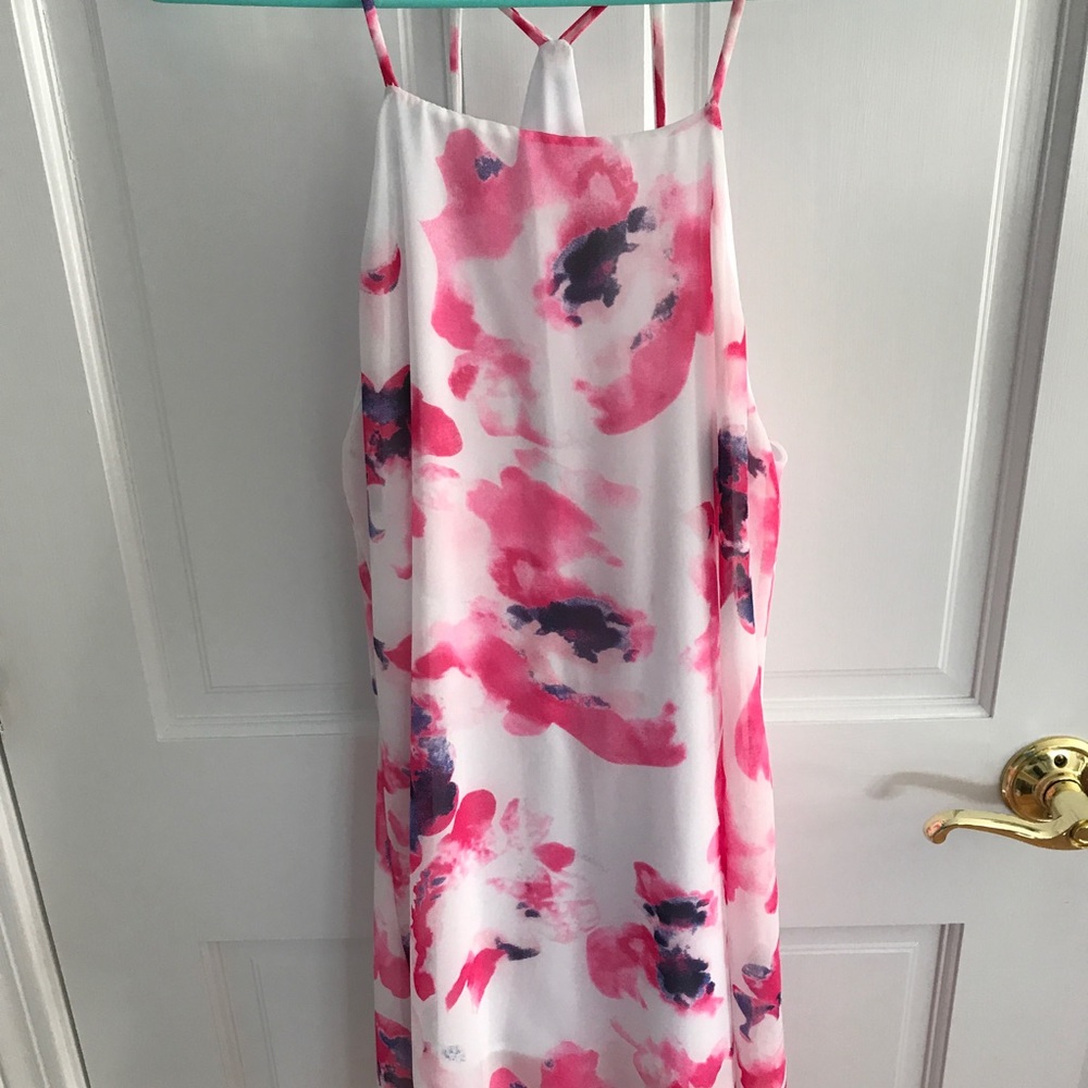 Strappy back floral high-low party dress