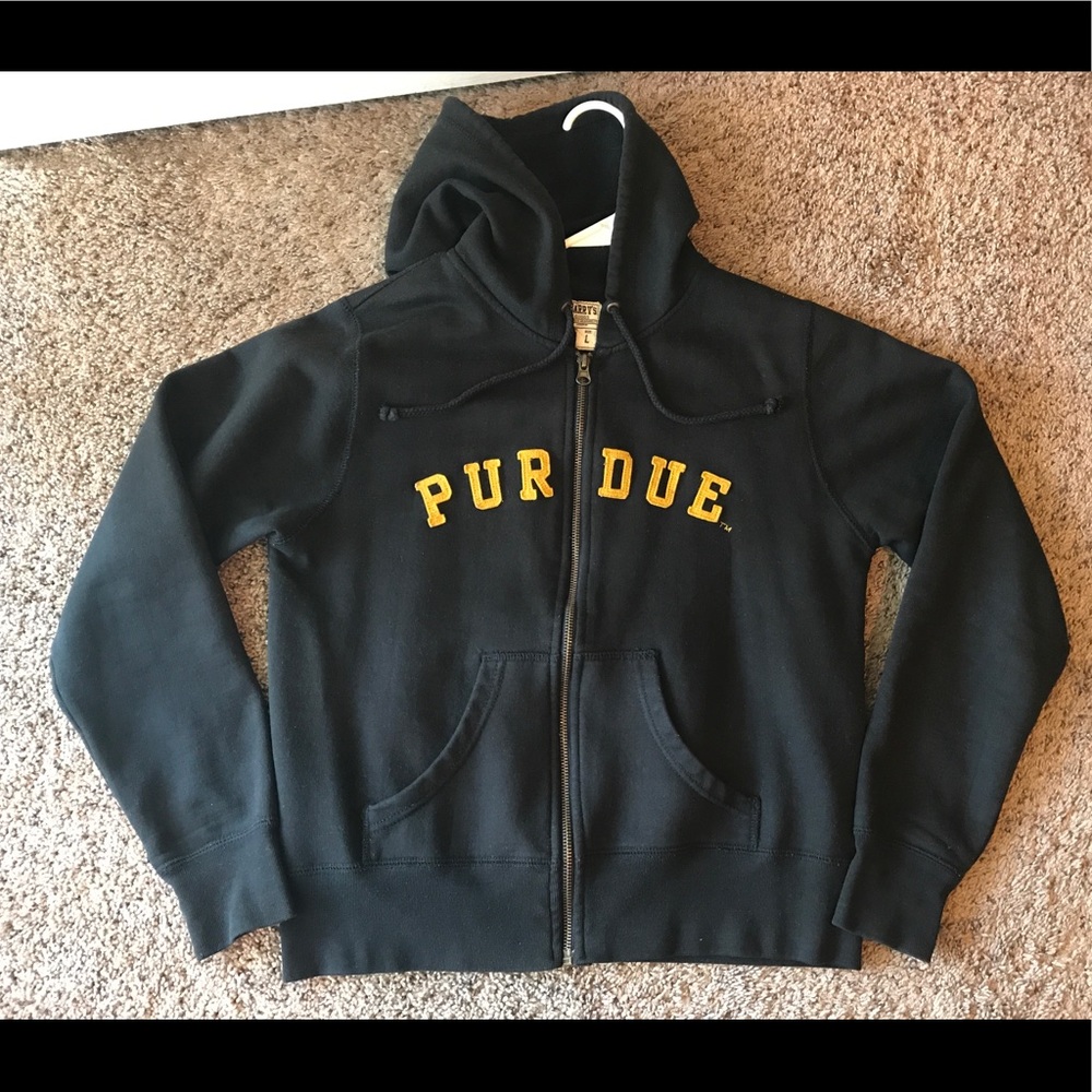 Purdue U Black Full Zip Hoodie Women's Size Large