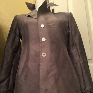 TAHARI Grey Silk Coat Sz 4