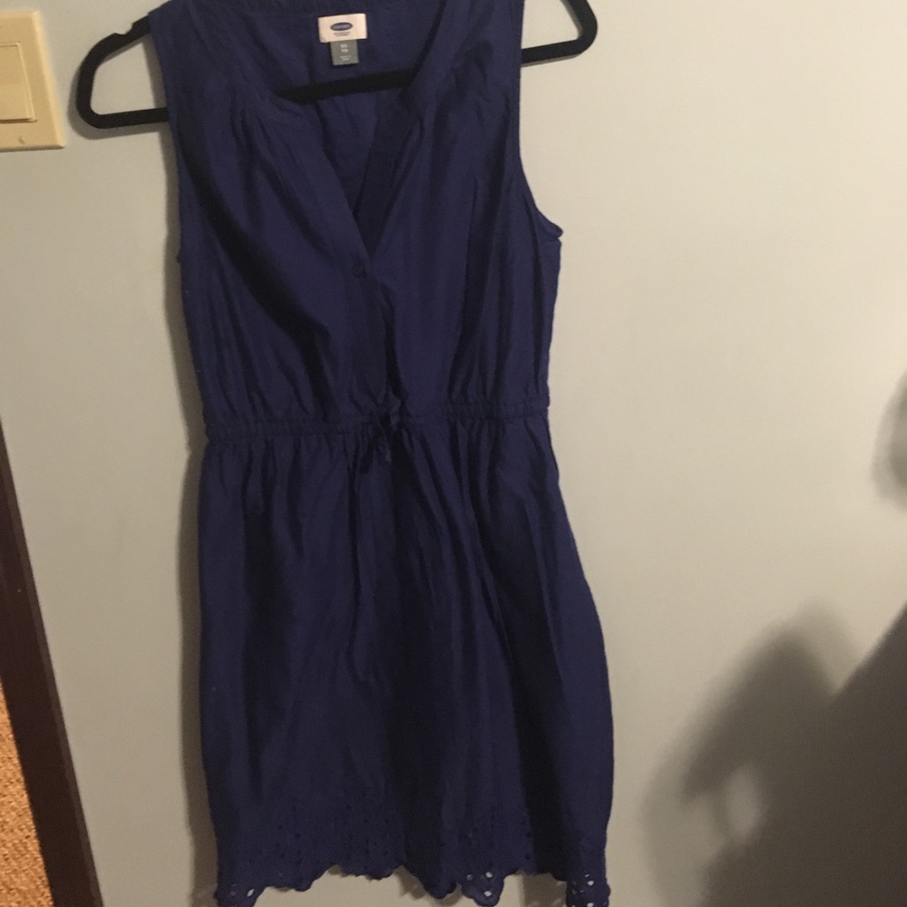 Blue eyelet trimmed dress