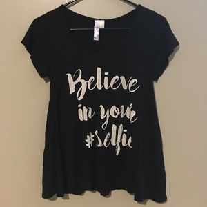 Black "Believe in your #Selfie" Shirt