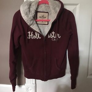 Hollister Zip Up Sweatshirt with fur inside