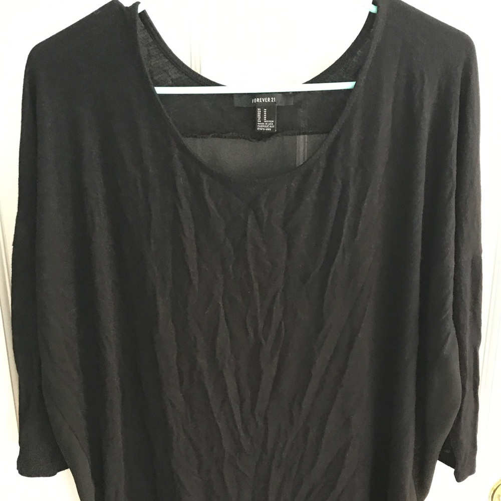 Forever 21 1/4 sleeve black sheer back top