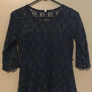 Navy Blue Lace Dress Long Sleeve