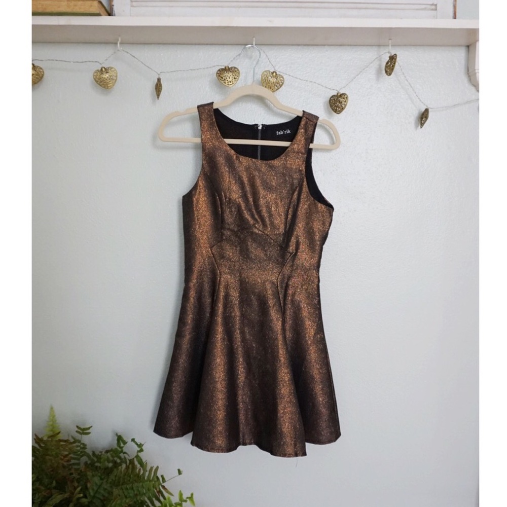 Gold Shimmery Fit & Flare Dress