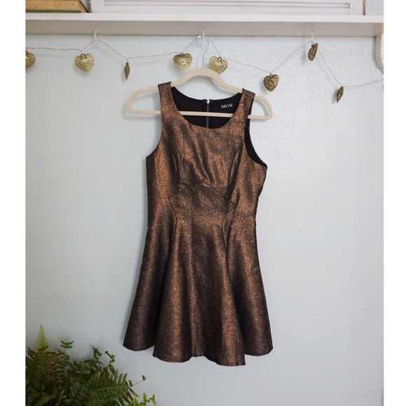 Gold Shimmery Fit & Flare Dress - Picture 1 of 3