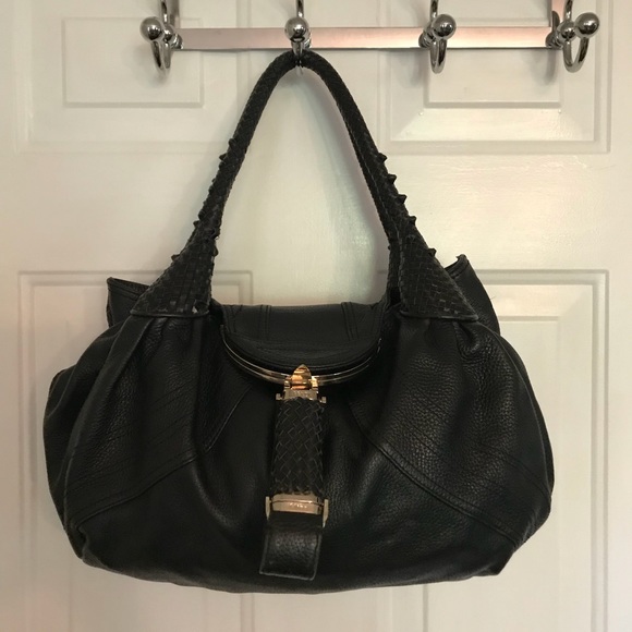 Fendi Handbags - FENDI Black Nappa Leather Spy Bag Hobo Bag