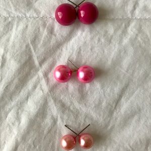 Different shades of pink pearl earrings