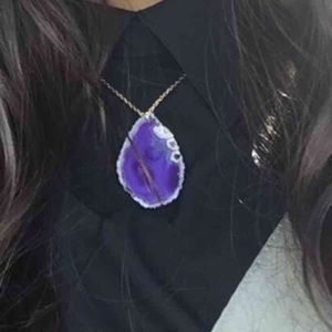 Purple sliced agate necklace handmade