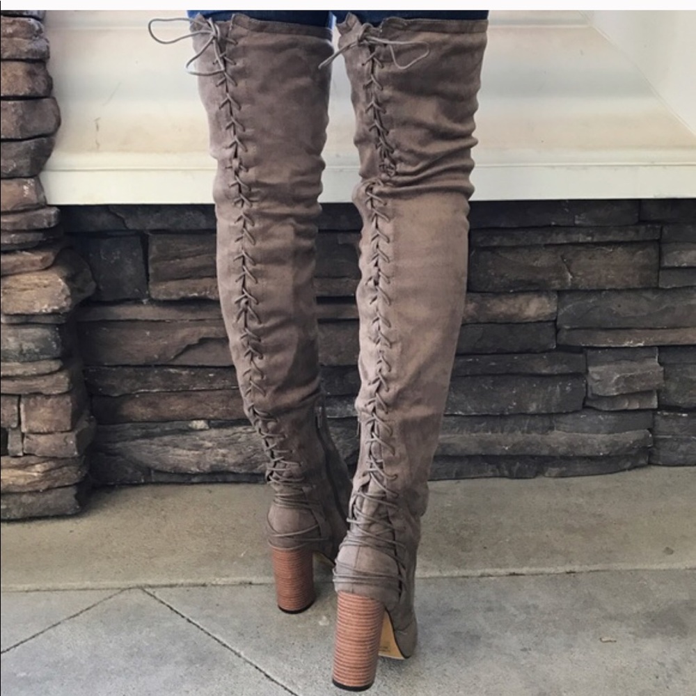 Taupe thigh high boots ***reposh***