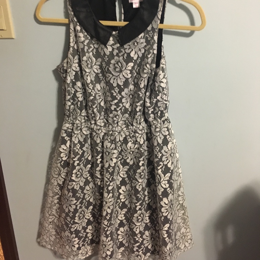 Black dress with cream lace overlay