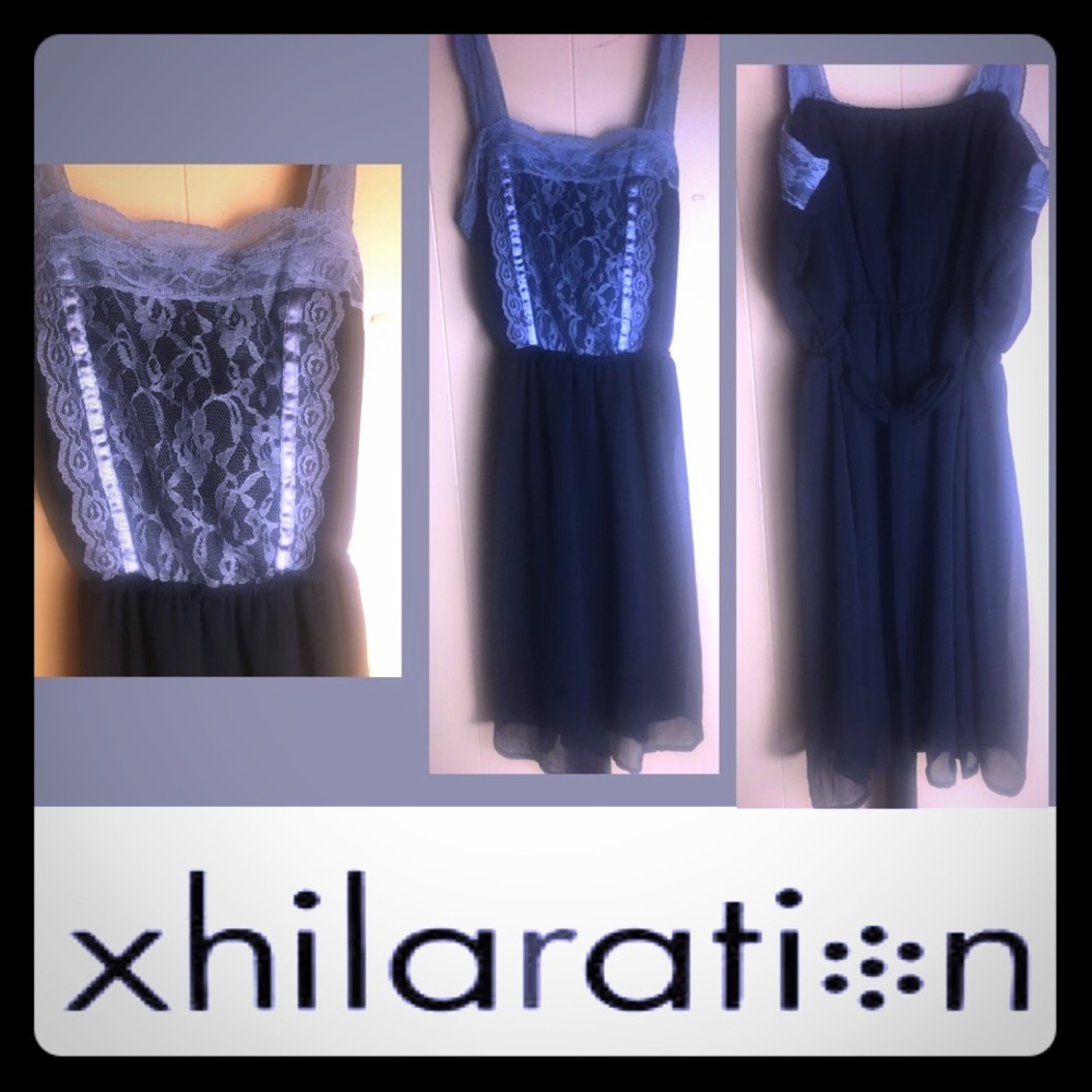 Black dress with gray lace