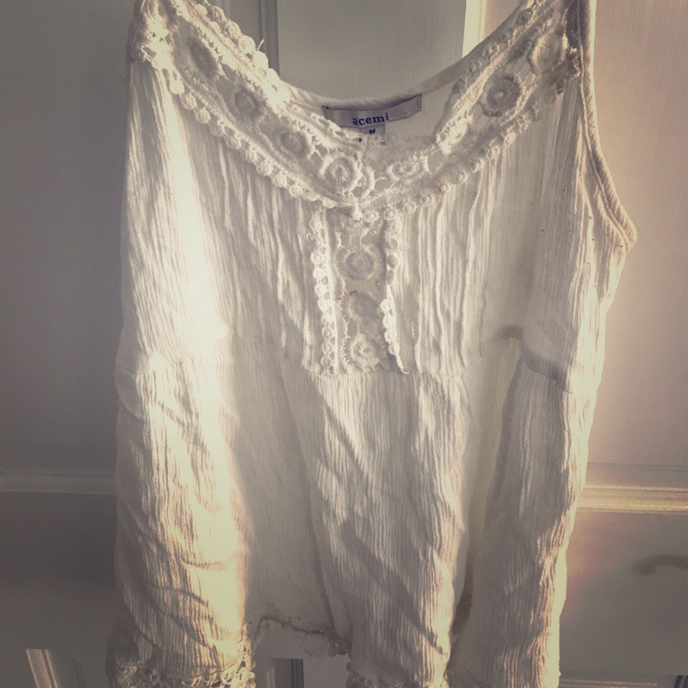 White boho sheer top with some lace