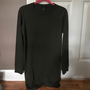 Olive Green Long Sleeve Sweater Dress