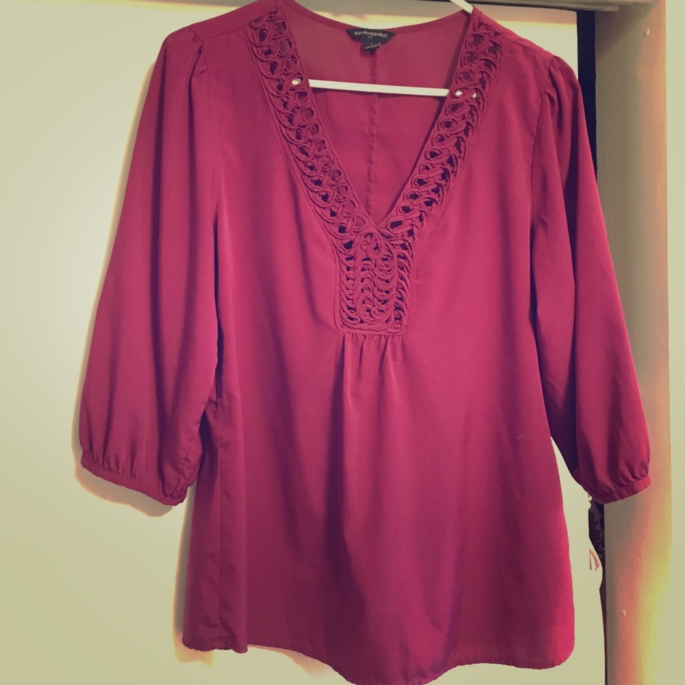 Magenta blouse with woven detail