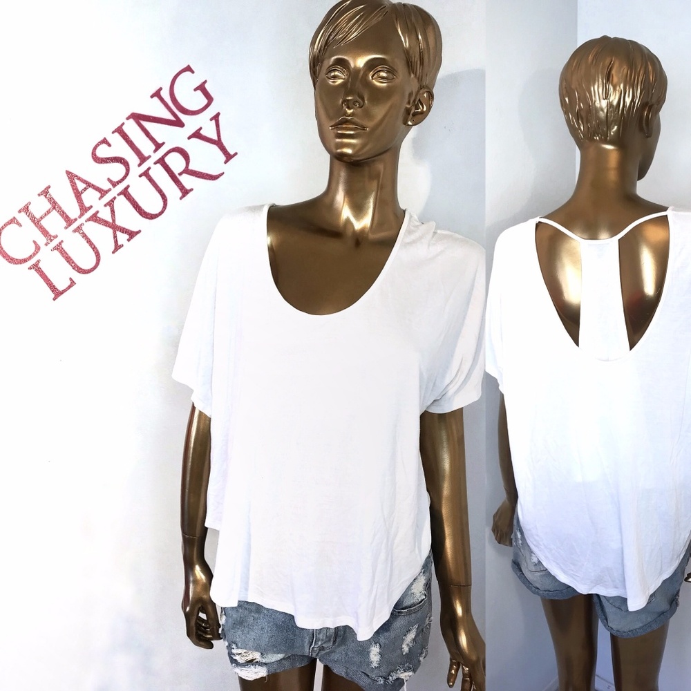 Express White Cut Out Back loose drape Tshirt top
