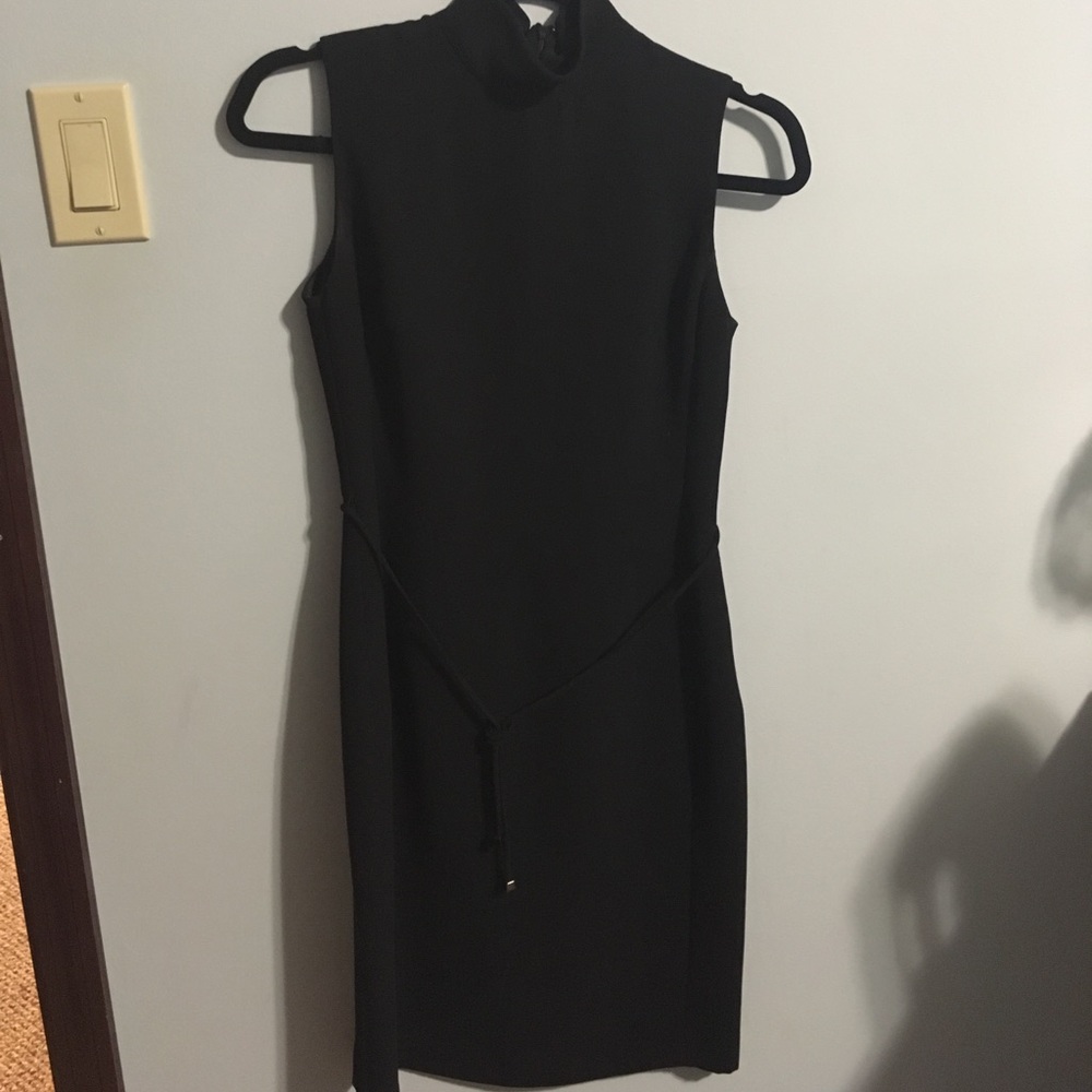 Mock turtleneck sleeveless dress