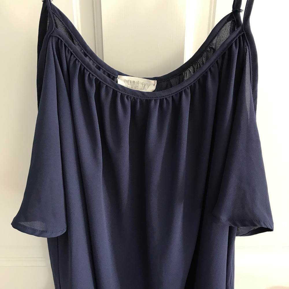 Navy off the shoulder sheer top