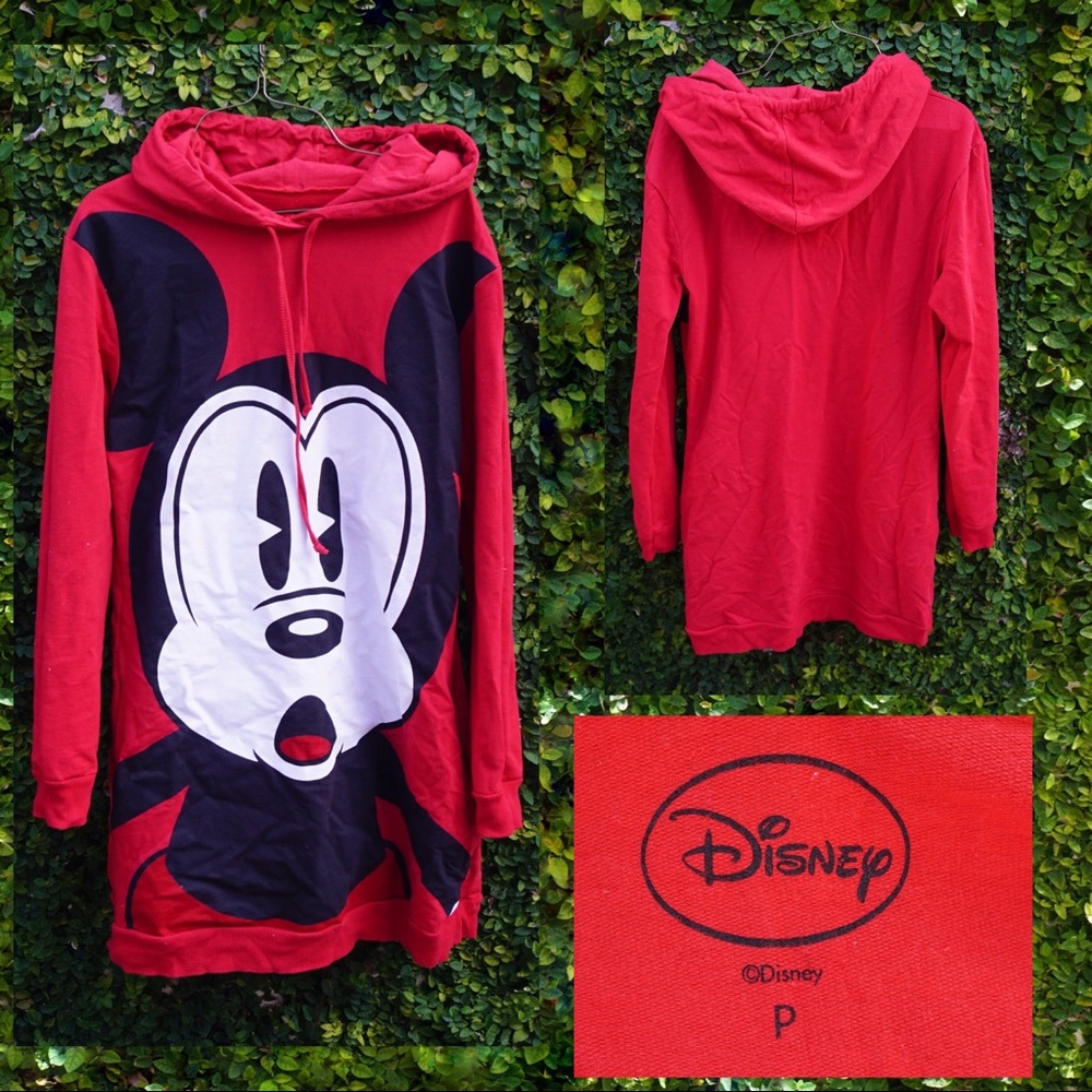 (P) Disney Red Mickey Mouse Hoodie dress sweater