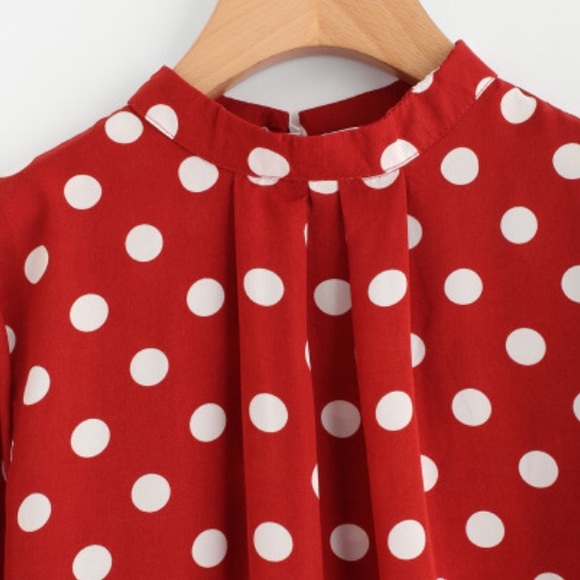 JUST IN! Ruffle sleeve polka dot pleated blouse - Picture 3 of 5