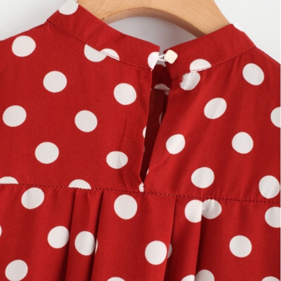 JUST IN! Ruffle sleeve polka dot pleated blouse - Picture 5 of 5