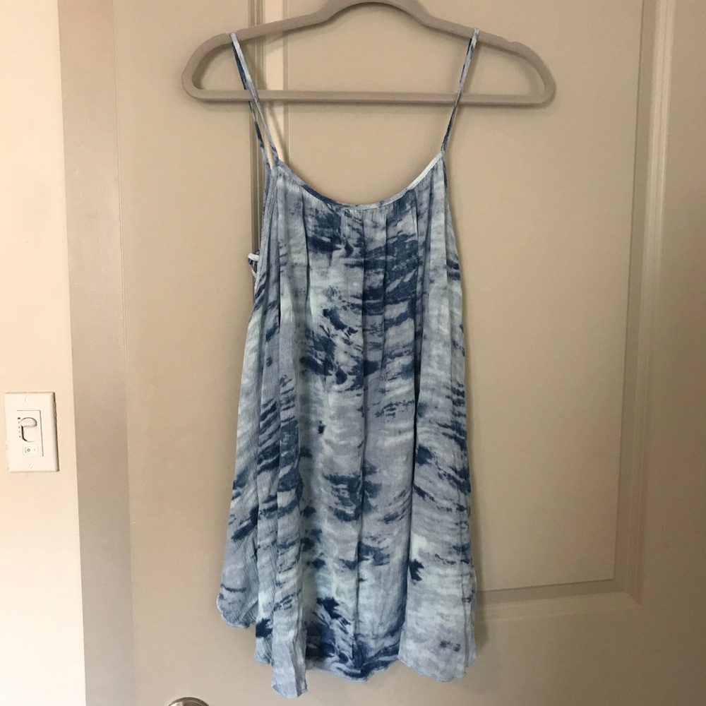 Blue tie dye mini dress